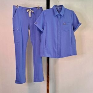 Figs Ceil Blue Scrub Set Size Small
